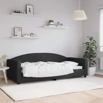 The Living Store Raztegljiva postelja črna 90x200 cm blago - Raztegljiv Kavč