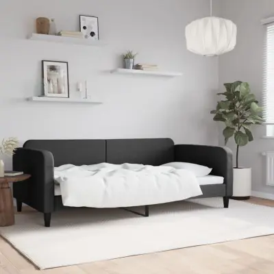 The Living Store Raztegljiva postelja črna 100x200 cm blago - Raztegljiv Kavč