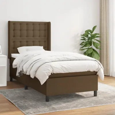 The Living Store Box spring postelja z vzmetnico temno rjava 80x200 cm blago - Box Spring Postelja