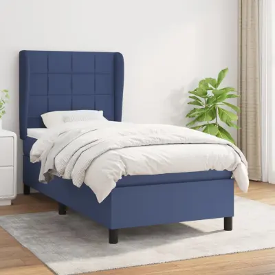 The Living Store Box spring postelja z vzmetnico modra 80x200 cm blago - Box Spring Postelja