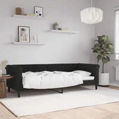 The Living Store Raztegljiva postelja črna 80x200 cm žamet - Raztegljiv Kavč