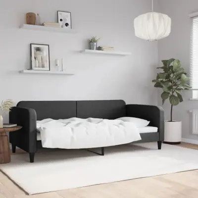 The Living Store Raztegljiva postelja črna 90x200 cm blago - Raztegljiv Kavč