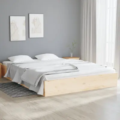 The Living Store Posteljni okvir iz trdnega lesa 140x190 cm - Posteljni Okvir