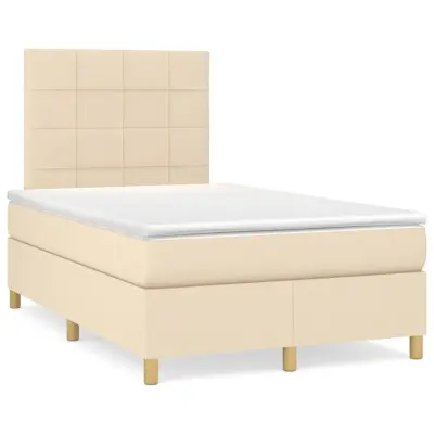 The Living Store Box spring postelja z vzmetnico krem 120x190 cm blago - Box Spring Postelja