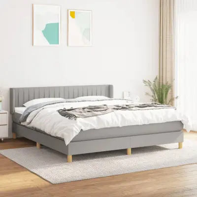 The Living Store Box spring postelja z vzmetnico svetlo siva 160x200 cm žamet - Box Spring Postelja
