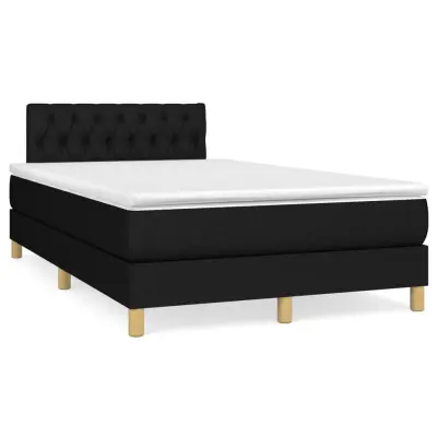 The Living Store Box spring postelja z vzmetnico črna 120x190 cm blago - Box Spring Postelja