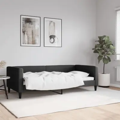 The Living Store Raztegljiva postelja črna 90x190 cm blago - Raztegljiv Kavč