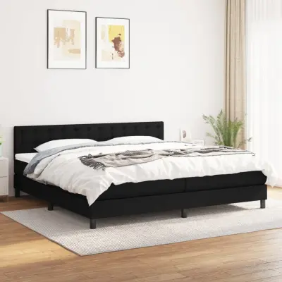 The Living Store Box spring postelja z vzmetnico črn 200x200 cm blago - Box Spring Postelja