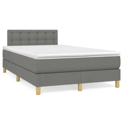 The Living Store Box spring postelja z vzmetnico LED temno siva 120x190 cm blago - Box Spring Postelja
