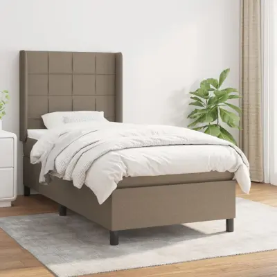 The Living Store Box spring postelja z vzmetnico taupe 90x190 cm blago - Box Spring Postelja