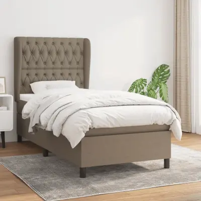 The Living Store Box spring postelja z vzmetnico taupe 90x190 cm blago - Box Spring Postelja