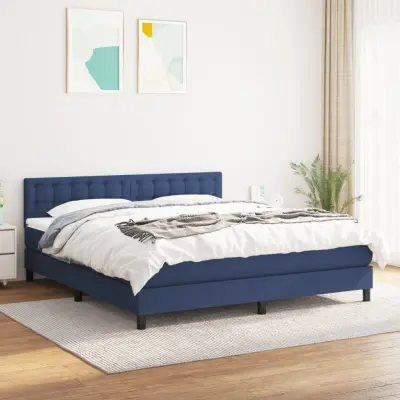 The Living Store Box spring postelja z vzmetnico modra 160x200 cm blago - Box Spring Postelja