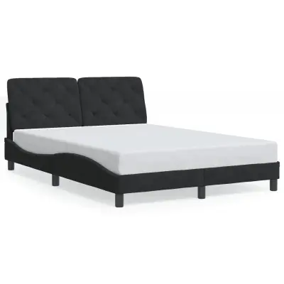 The Living Store Posteljni okvir z LED lučkami črn 120x200 cm žamet - Posteljni Okvir