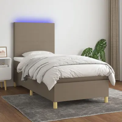 The Living Store Box spring postelja z vzmetnico LED taupe 90x190 cm blago - Box Spring Postelja