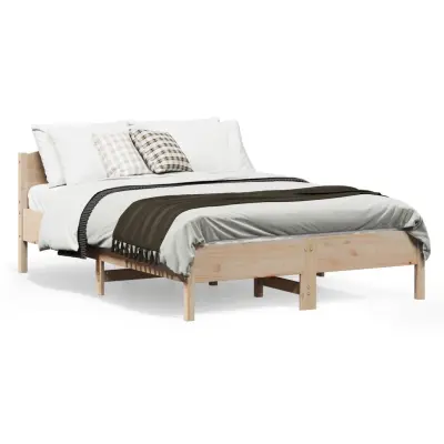 The Living Store Posteljni okvir brez vzmetnice 140x190 cm trdna borovina - Posteljni Okvir