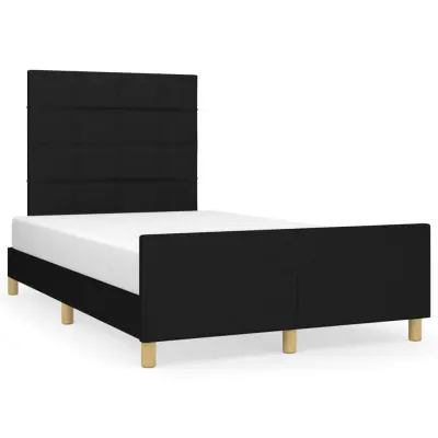 The Living Store Posteljni okvir z vzglavjem črn 120x190 cm tkanina - Posteljni Okvir Z Vzglavjem