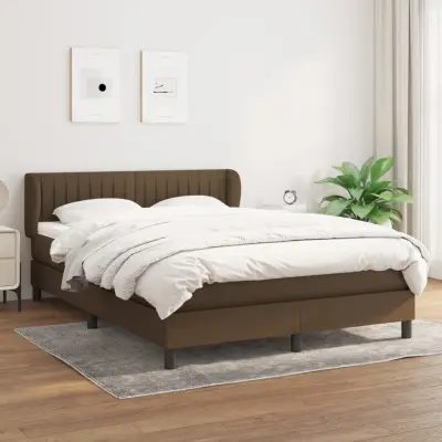 The Living Store Box spring postelja z vzmetnico temno rjava 140x200 cm blago - Box Spring Postelja