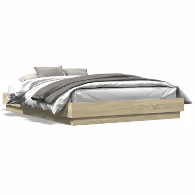 The Living Store Posteljni okvir z LED diodami sonoma hrast 140x200 cm - Posteljni Okvir