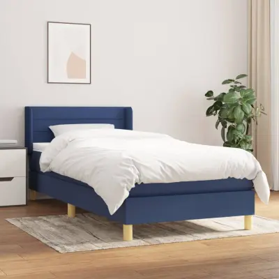The Living Store Box spring postelja z vzmetnico modra 80x200 cm blago - Box Spring Postelja
