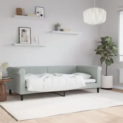 The Living Store Raztegljiva postelja svetlo siva 90x190 cm žamet - Raztegljiv Kavč