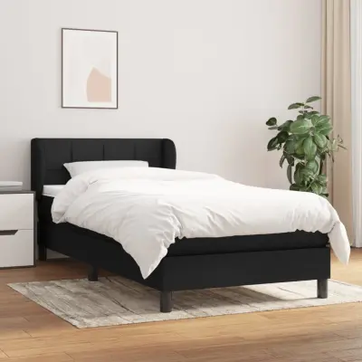 The Living Store Box spring postelja z vzmetnico črna 80x200 cm blago - Box Spring Postelja