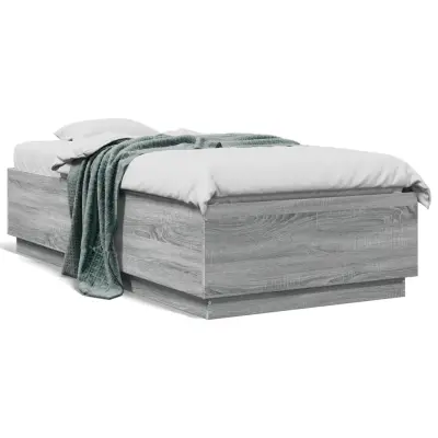 The Living Store Posteljni okvir z LED lučkami siva sonoma 90x190 cm inž. les - Posteljni Okvir