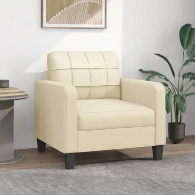 The Living Store Fotelj krem 60 cm umetno usnje - Enosed