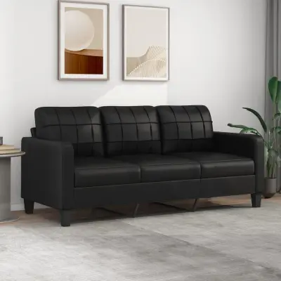 The Living Store Kavč trosed črn 180 cm umetno usnje - Trosed