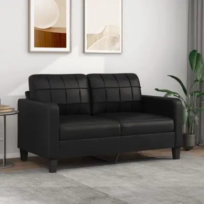 The Living Store Dvosed črna 140 cm umetno usnje - Kavč Dvosed