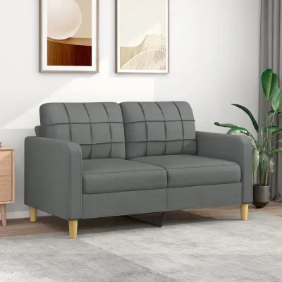 The Living Store Dvosed temno siv 140 cm blago - Kavč Dvosed