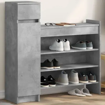 The Living Store Omarica za čevlje betonsko siva 100,5x28x100 cm inženirski les - Omara Za Čevlje