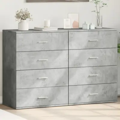 The Living Store Komoda 2 kosa betonsko siva 60x39x80 cm inženirski les - Komoda