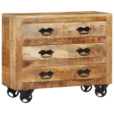 The Living Store Komoda s 3 predali 80x30x65 cm trden robusten mangov les - Komoda