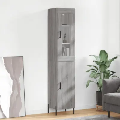 The Living Store Visoka omara siva sonoma 34,5x34x180 cm inženirski les - Visoka Omara