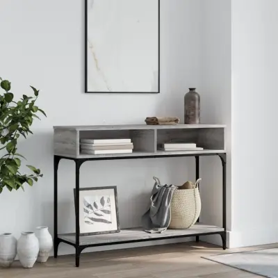 The Living Store Klubska mizica siva sonoma 100x30,5x75 cm inženirski les - Konzolna Mizica