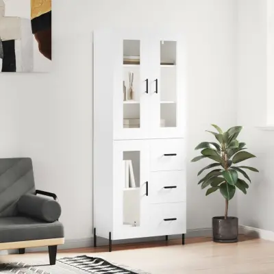 The Living Store Visoka omara bela 69,5x34x180 cm inženirski les - Visoka Omarica