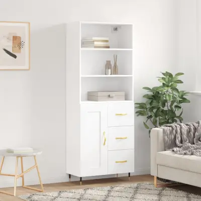 The Living Store Visoka omara bela 69,5x34x180 cm inženirski les - Visoka Omarica