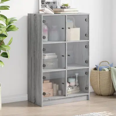 The Living Store Visoka omara z vrati siva sonoma 68x37x109 cm inženirski les - Komoda