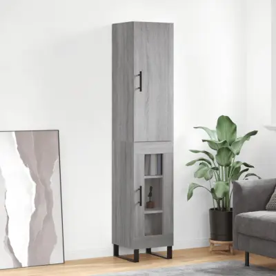 The Living Store Visoka omara siva sonoma 34,5x34x180 cm inženirski les - Visoka Omara