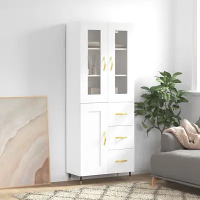 The Living Store Visoka omara bela 69,5x34x180 cm inženirski les - Visoka Omarica