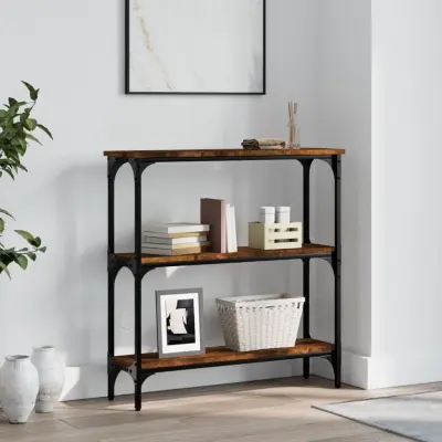 The Living Store Konzolna mizica dimljen hrast 75x22,5x75 cm inženirski les - Konzolna Mizica