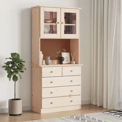 The Living Store Komoda ALTA 77x35x165 cm trdna borovina - Visoka Omara