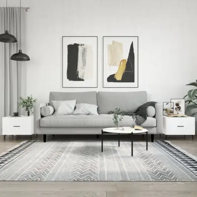 The Living Store Klubske mizice 2 kosa bele 50x50x40 cm inženirski les - Klubska Mizica