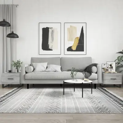 The Living Store Klubske mizice 2 kosa siva sonoma 50x50x40 cm inženirski les - Klubska Mizica
