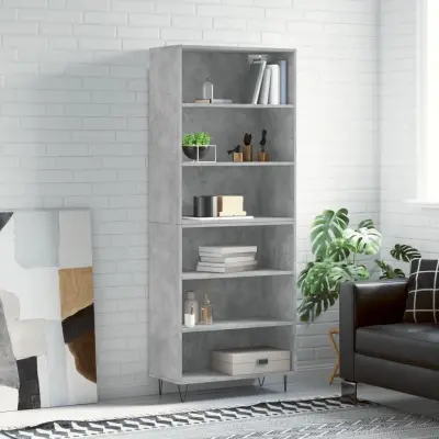 The Living Store Visoka komoda betonsko siva 69,5x32,5x180 cm inženirski les - Visoka Omarica