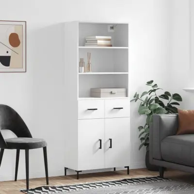 The Living Store Visoka omara bela 69,5x34x180 cm inženirski les - Visoka Omara