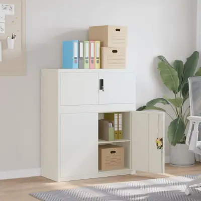 The Living Store Arhivska omara bela 90x40x110 cm jeklo - Arhivska Omara