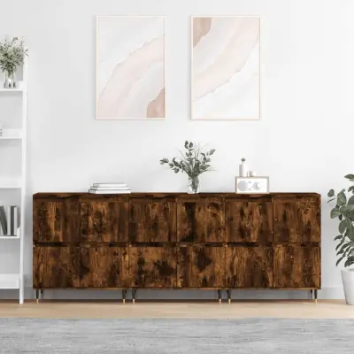 The Living Store Komoda 3 kosi dimljen hrast inženirski les - Komoda