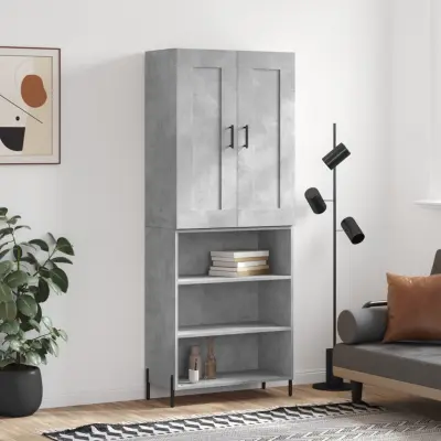 The Living Store Visoka komoda betonsko siva 69,5x34x180 cm inženirski les - Visoka Omarica