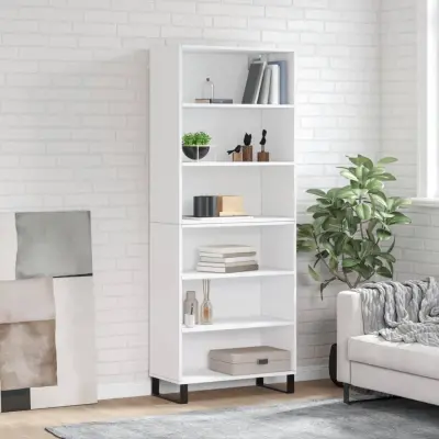 The Living Store Visoka komoda bela 69,5x32,5x180 cm inženirski les - Visoka Omarica